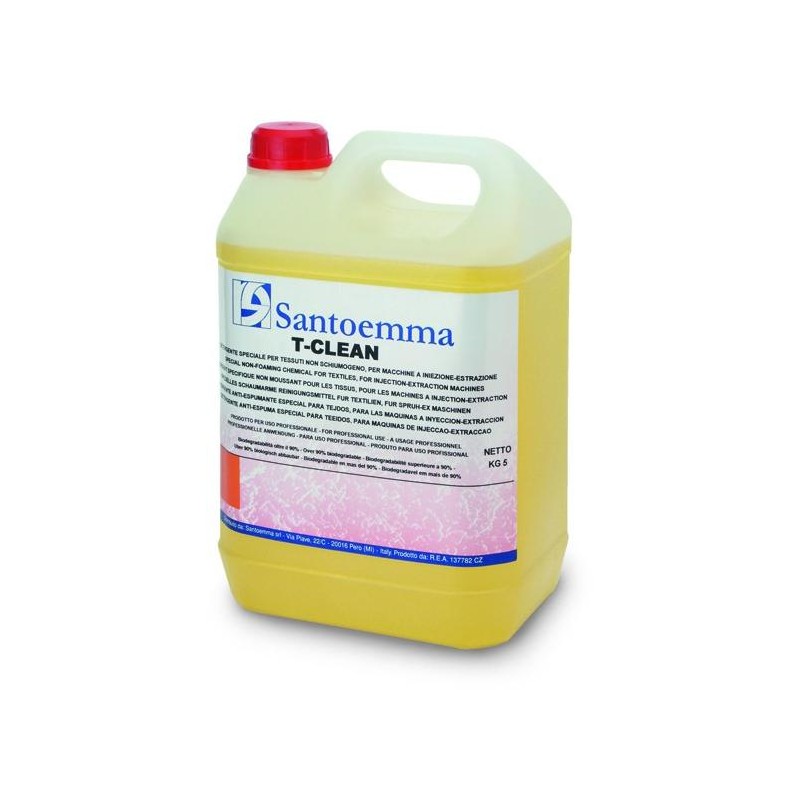 Détergent non moussant pour tapis et tissus, Santoemma T-CLEAN bidon de 5L